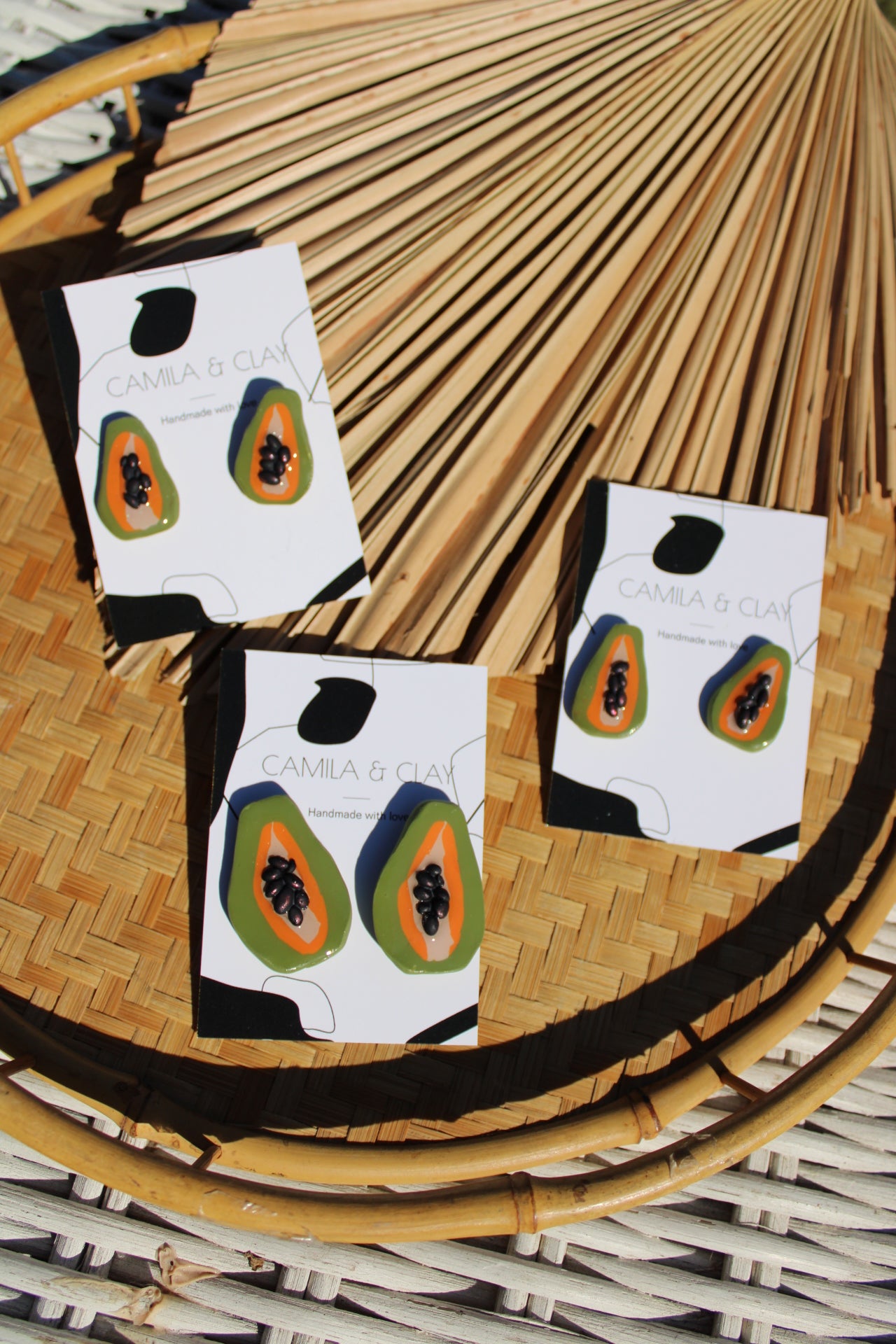 Handcrafted Papaya Clay Earrings