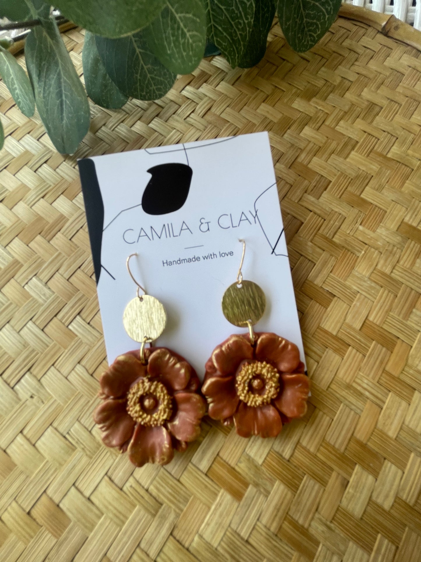 Poppy Flower Clay Earrings