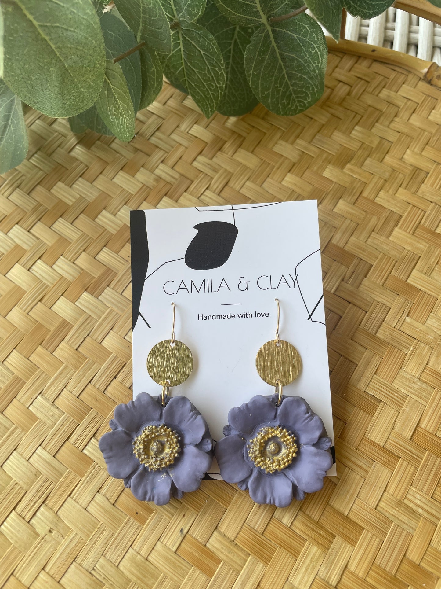 Poppy Flower Clay Earrings