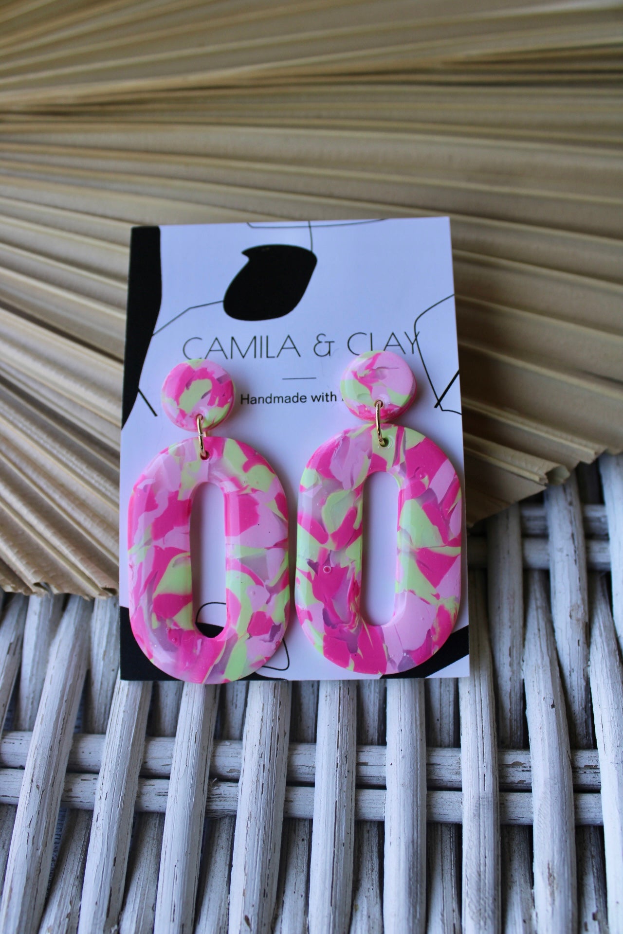 Pink Party handcrafted, polymer clay earrings
