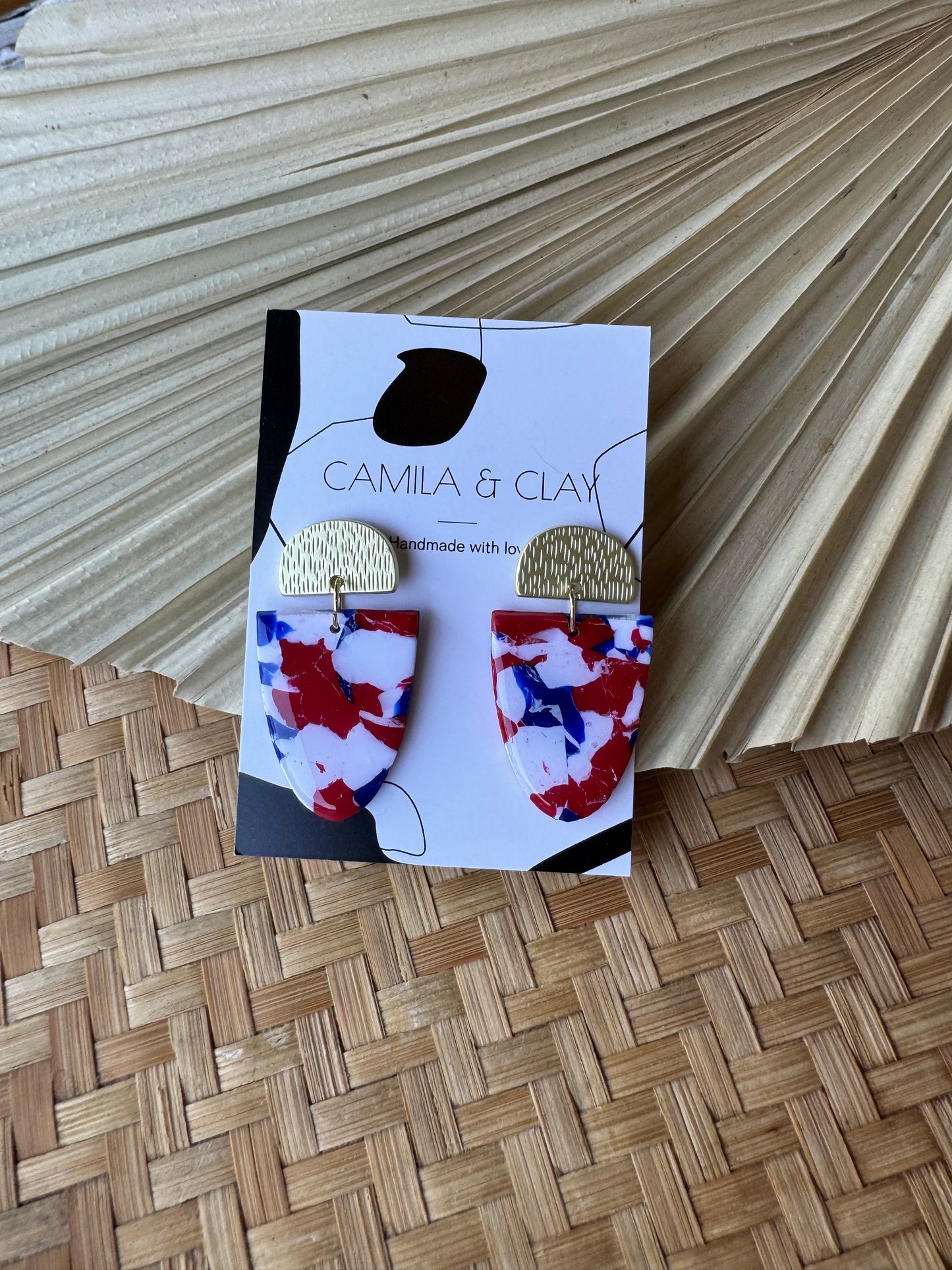 Red, White, and Blue Handcrafted Polymer Clay Earrings