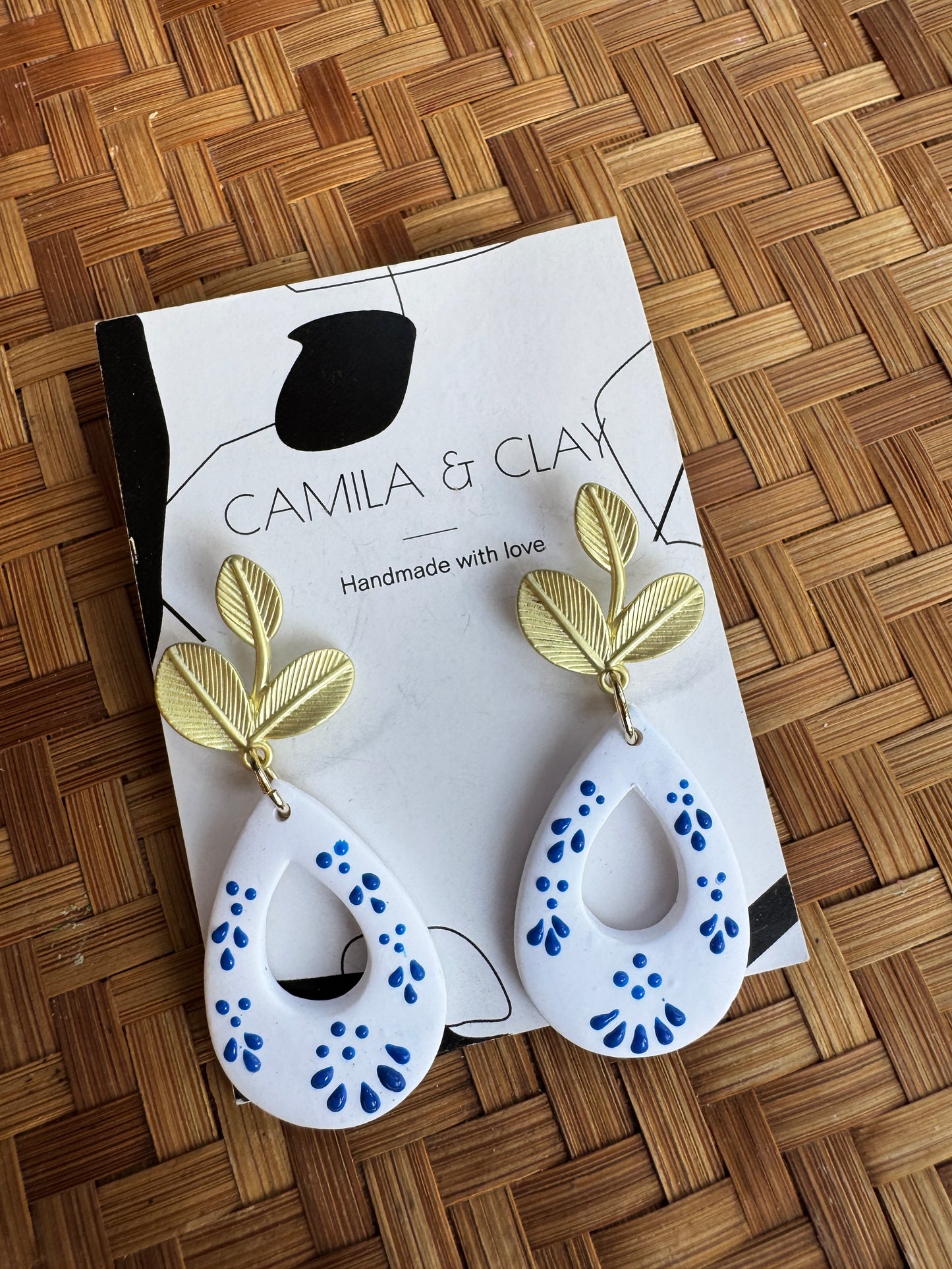 Blue Talavera Inspired Clay Earrings