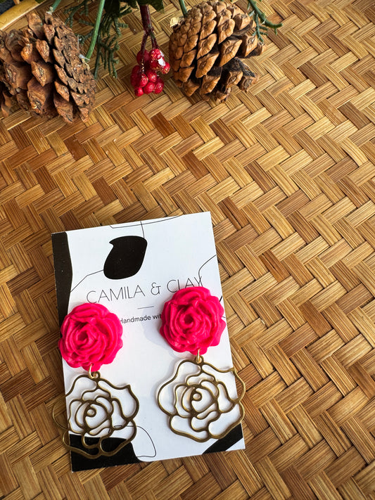 Rose Dangle with Brass Charm