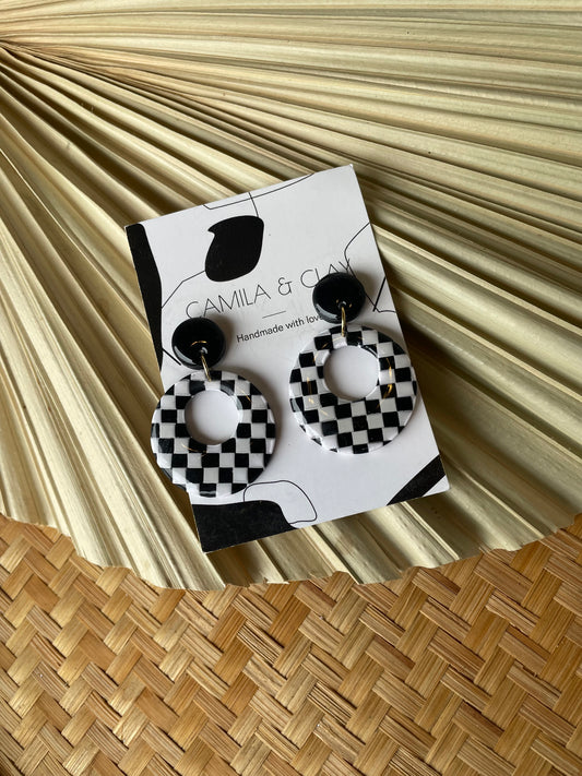 Checkered Circle Earrings