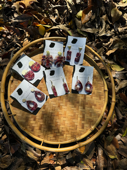 Burgundy Collection Polymer Clay Earrings