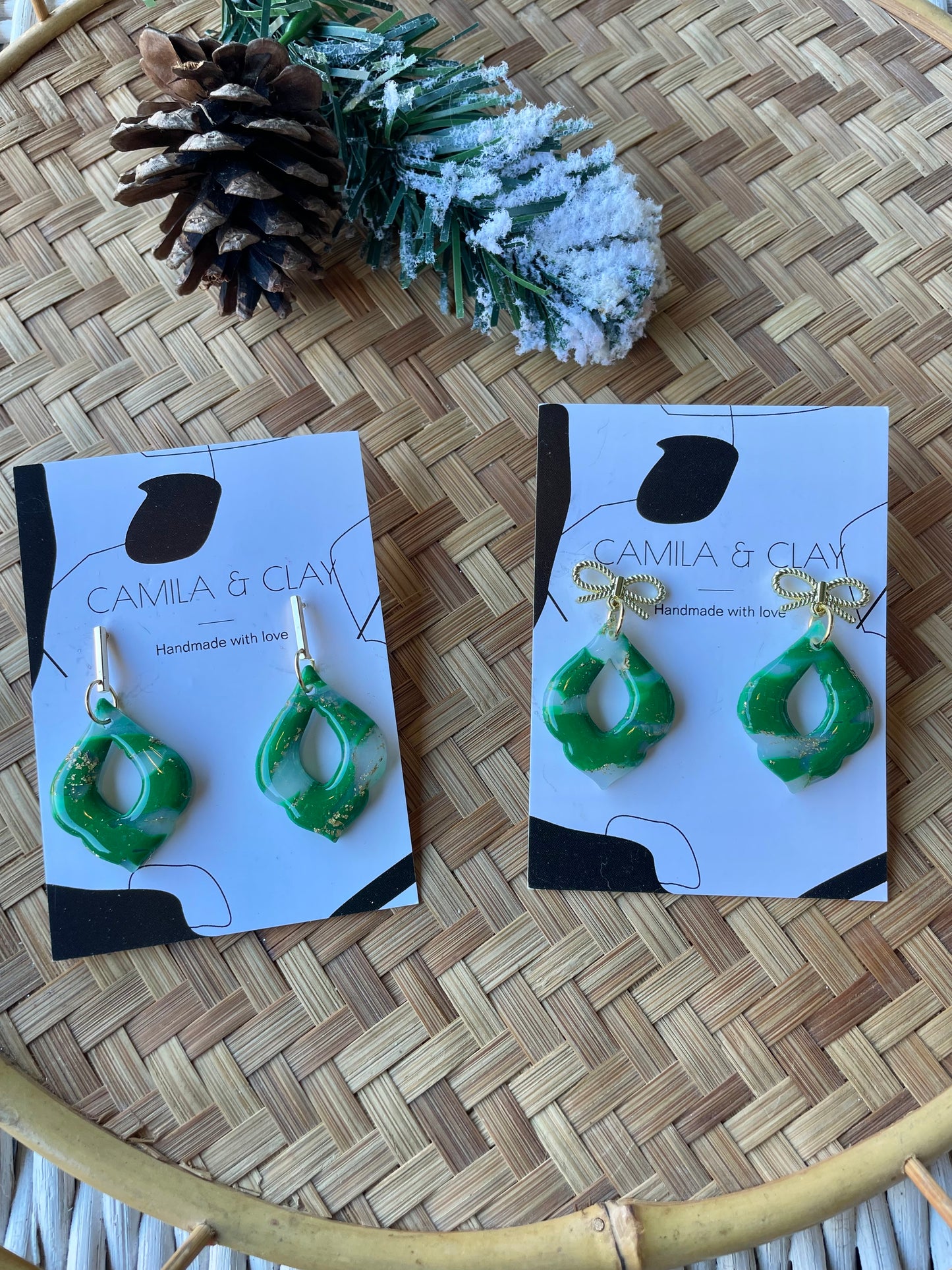 Small Green Drop Earrings