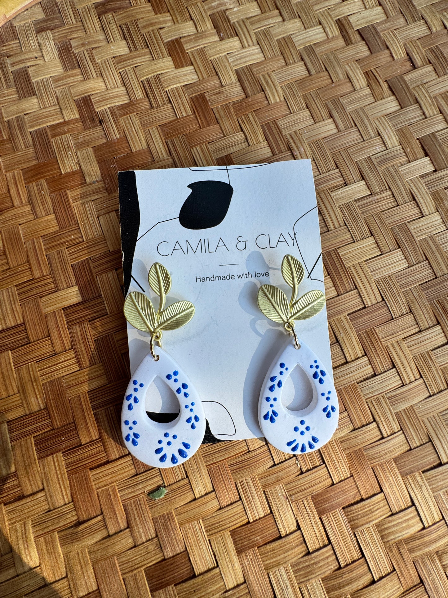 Blue Talavera Inspired Clay Earrings