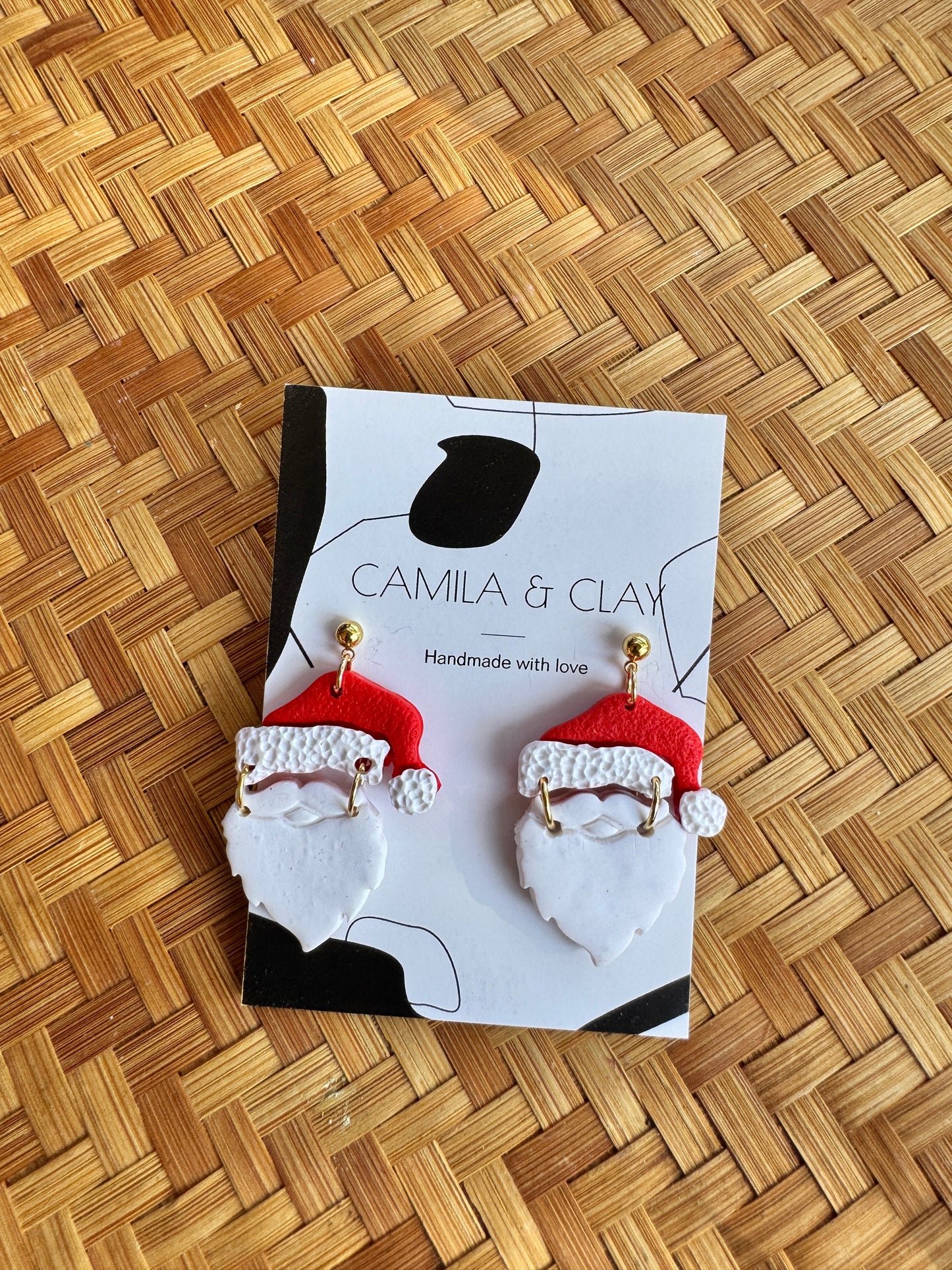 Christmas Polymer Clay Santa Earrings