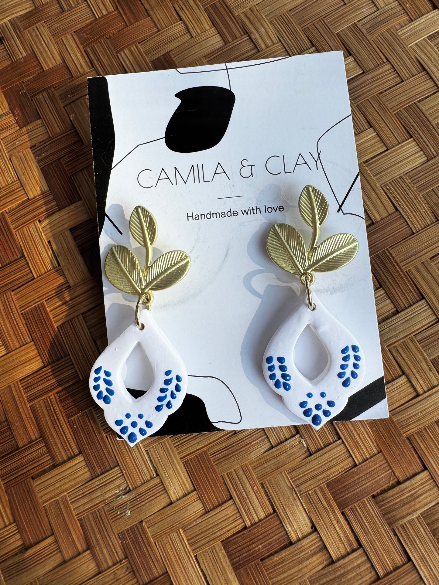 Blue Talavera Inspired Clay Earrings