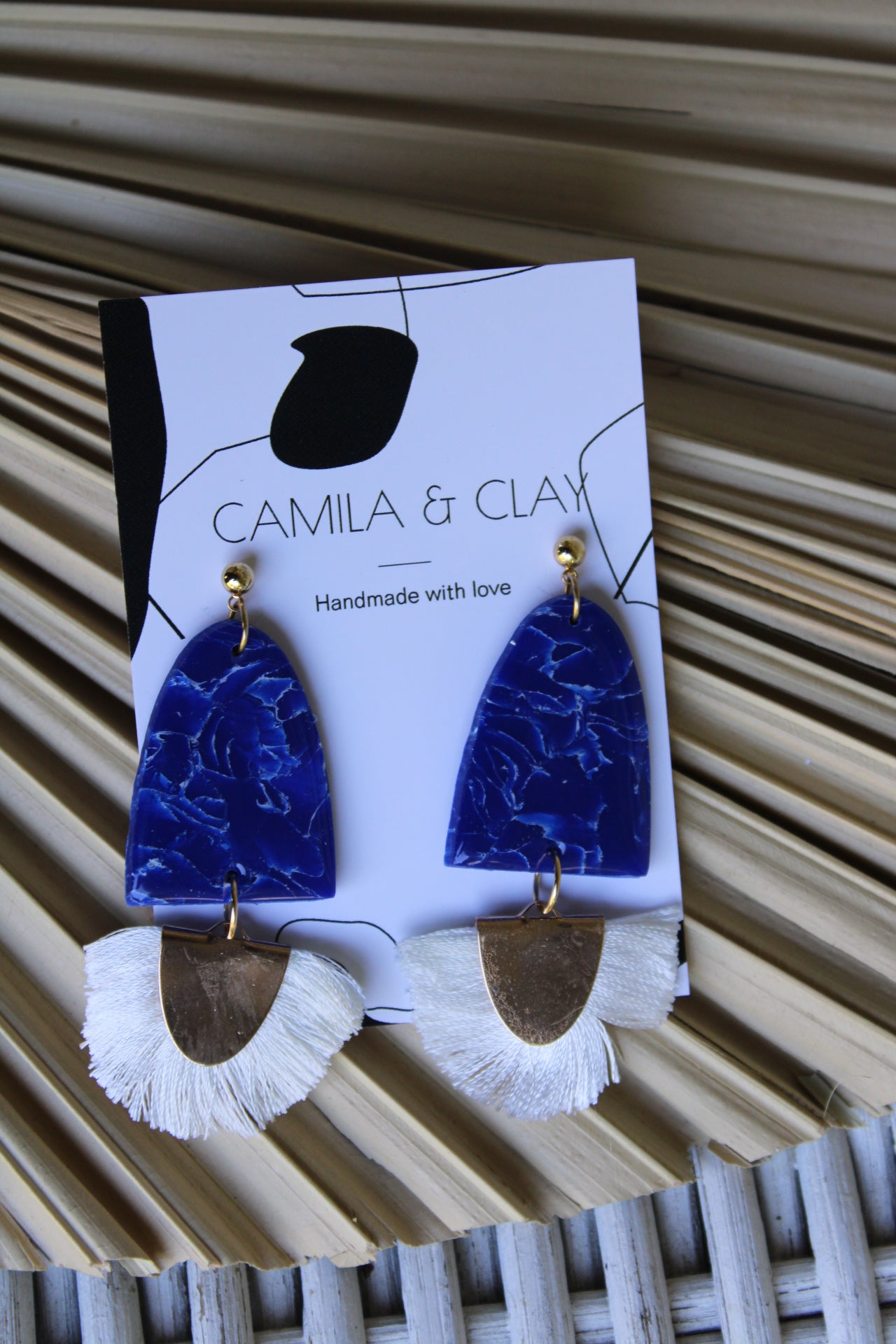 Faux blue Lápiz  handcrafted polymer clay earrings