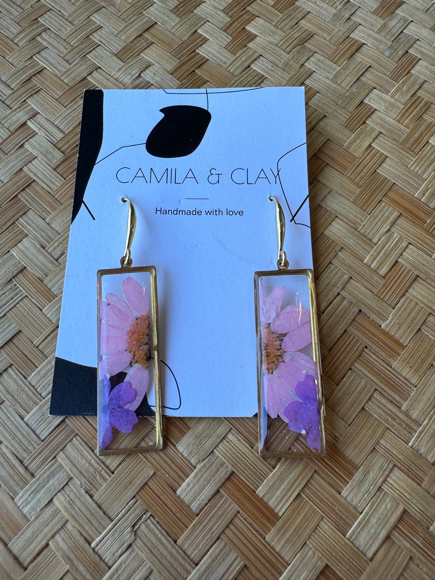 Dried Flowers in Resin Earrings