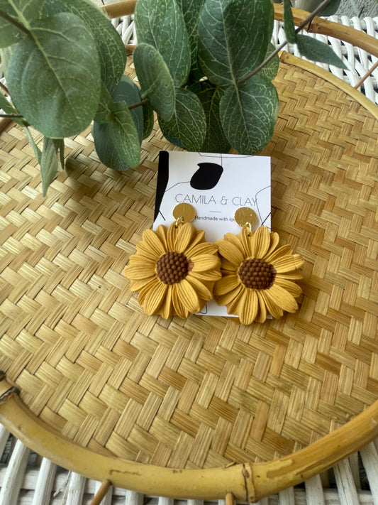 Sunflower Clay Earrings