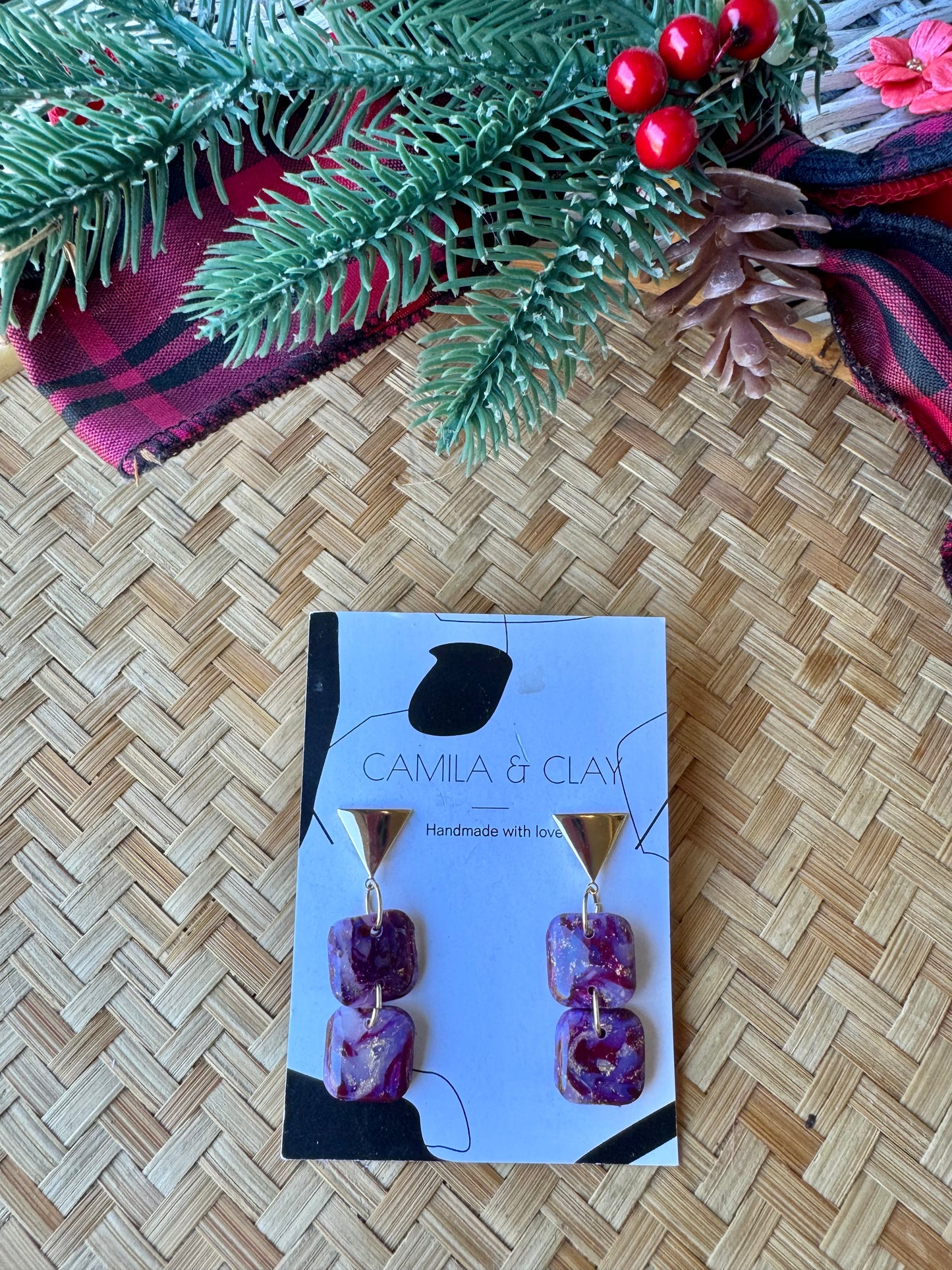 Burgundy Collection Polymer Clay Earrings