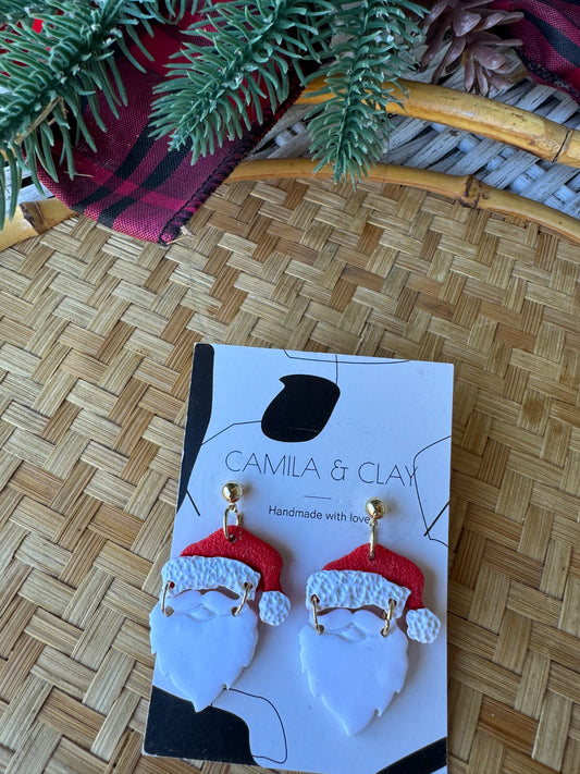 Christmas Polymer Clay Santa Earrings