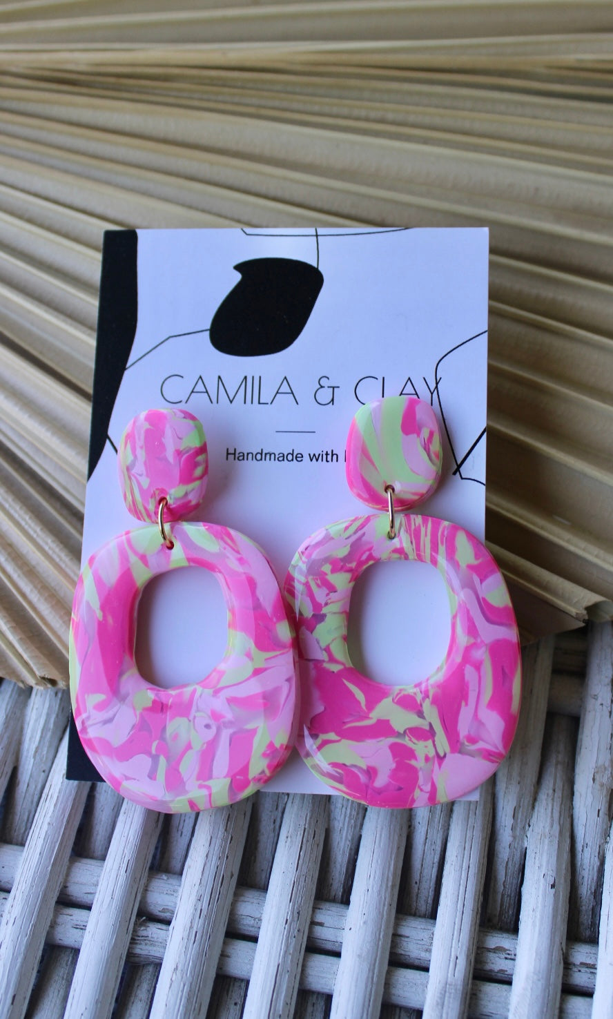 Pink Party handcrafted, polymer clay earrings