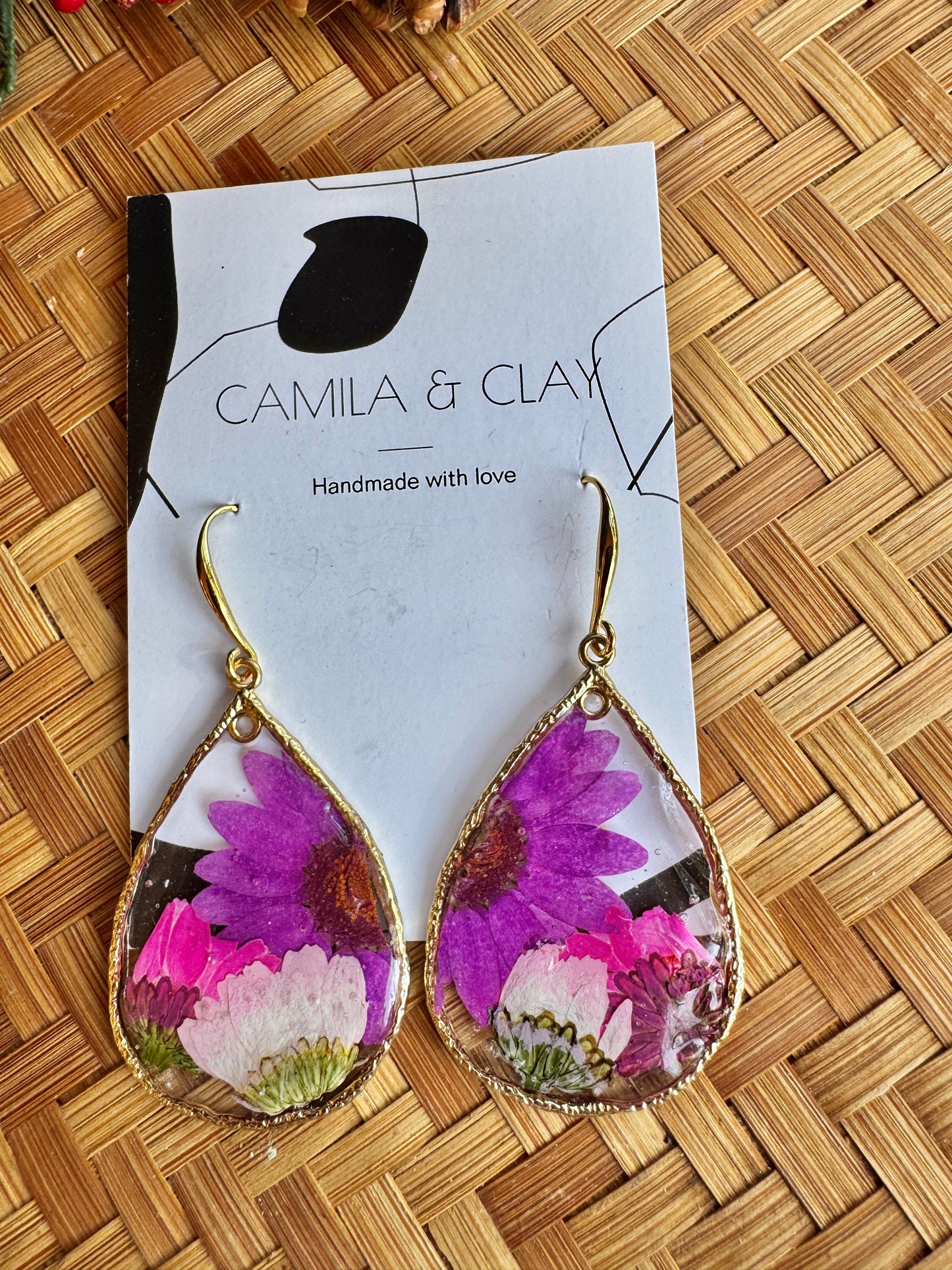 Dried Flowers in Resin Earrings