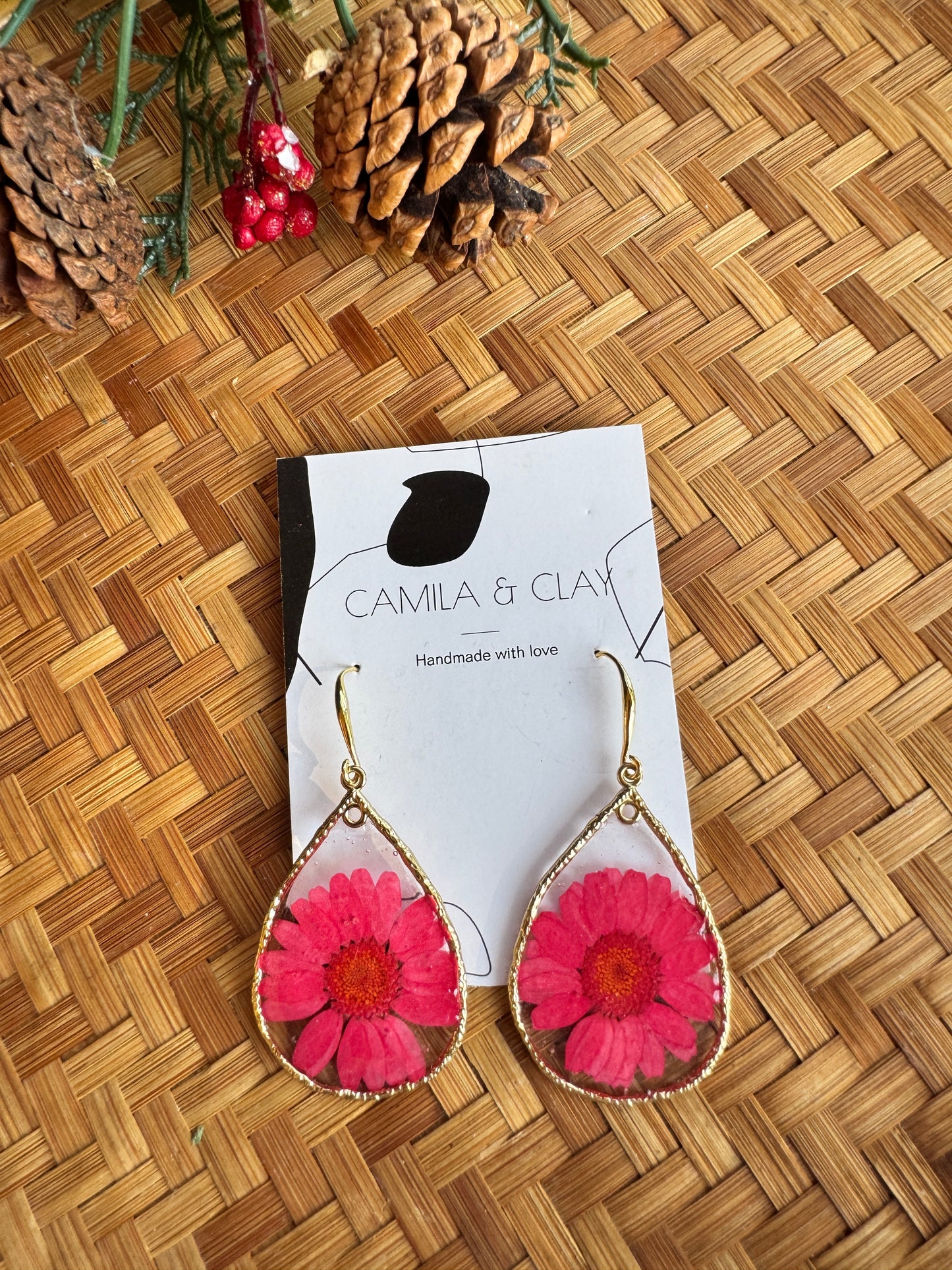 Dried Flowers in Resin Earrings