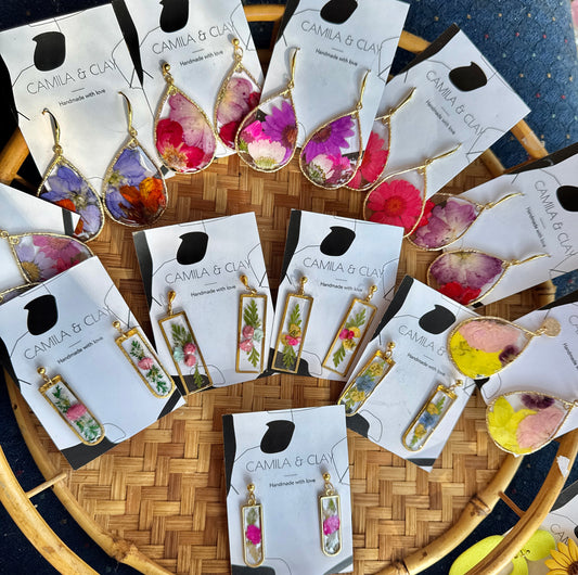 Dried Flowers in Resin Earrings