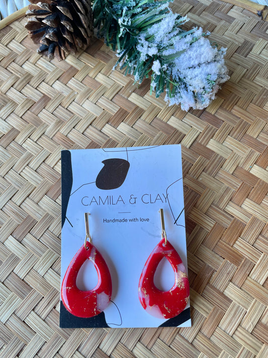 Red Faux stone drop earrings
