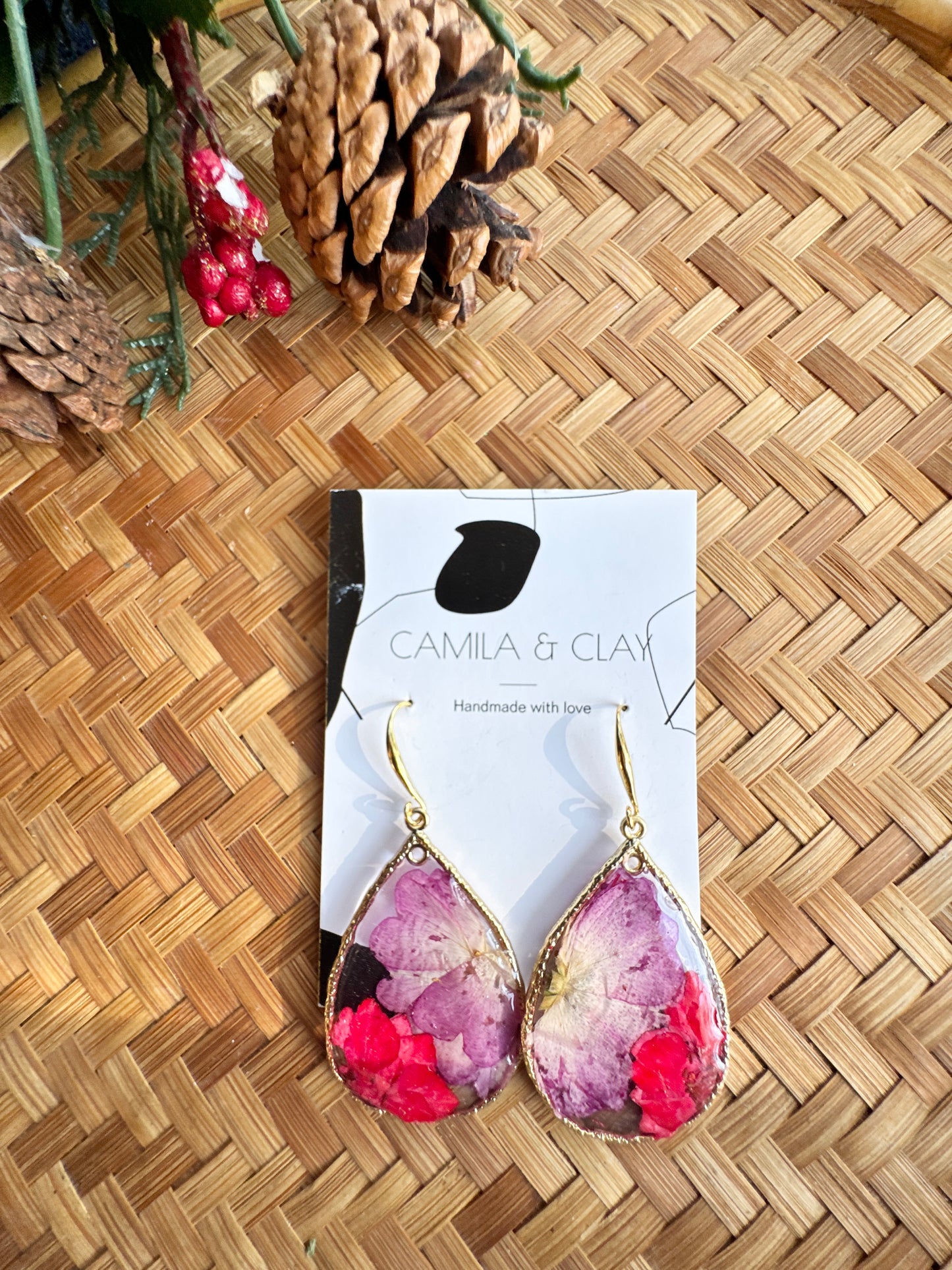 Dried Flowers in Resin Earrings