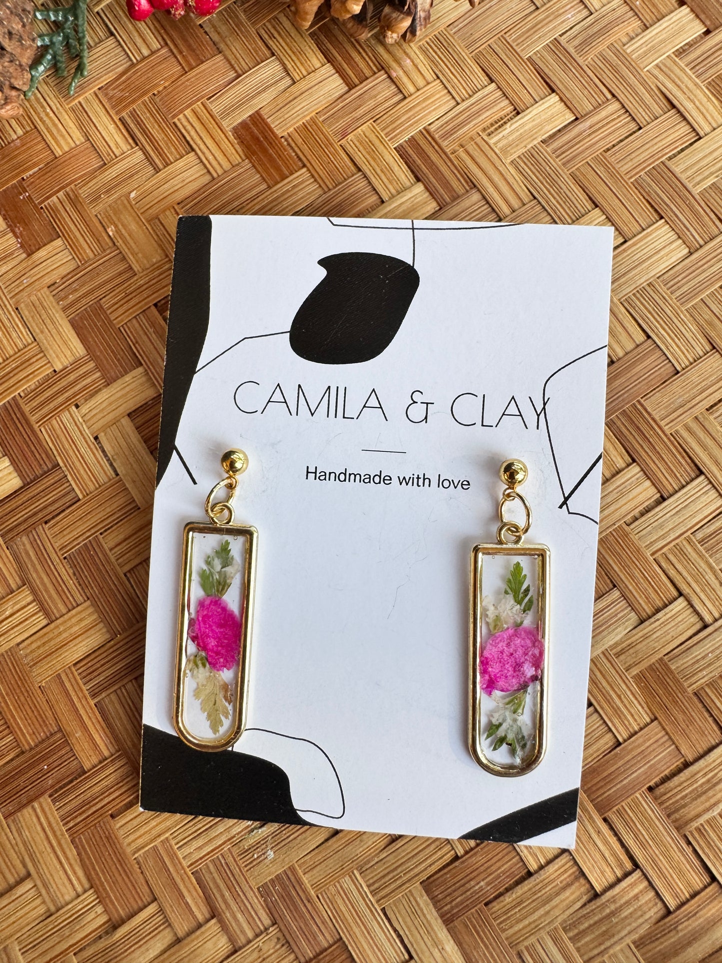 Dried Flowers in Resin Earrings