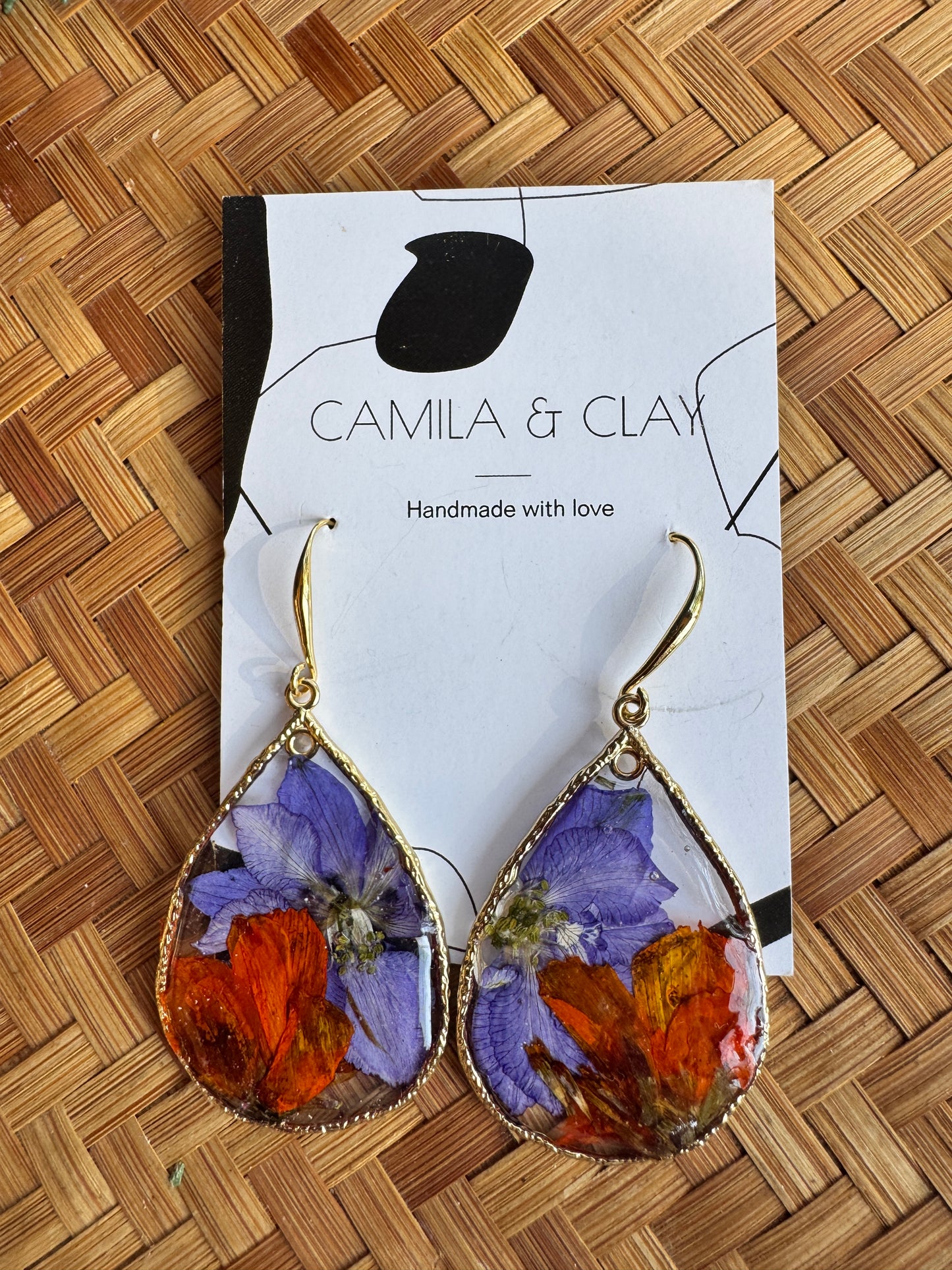 Dried Flowers in Resin Earrings