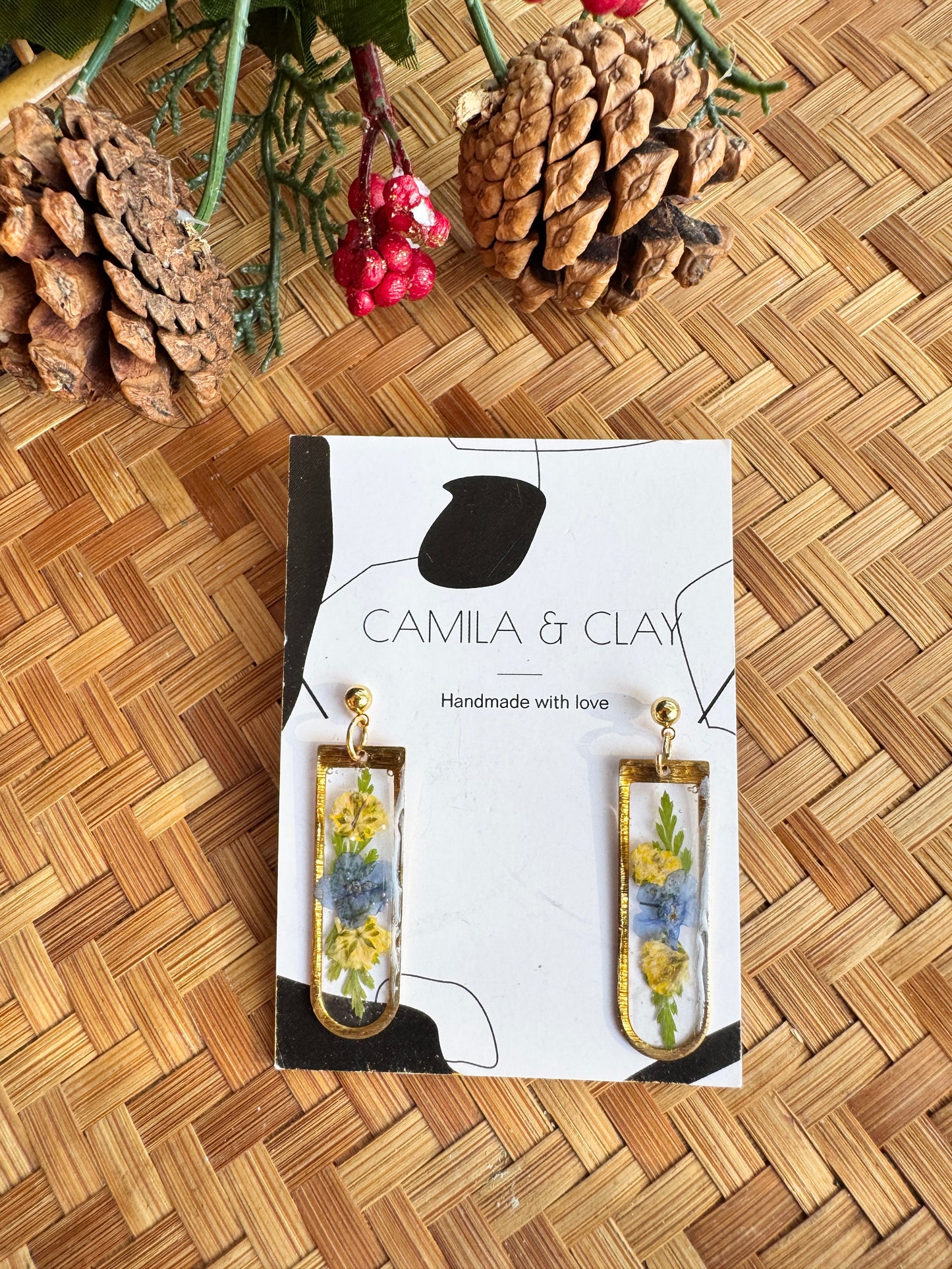 Dried Flowers in Resin Earrings