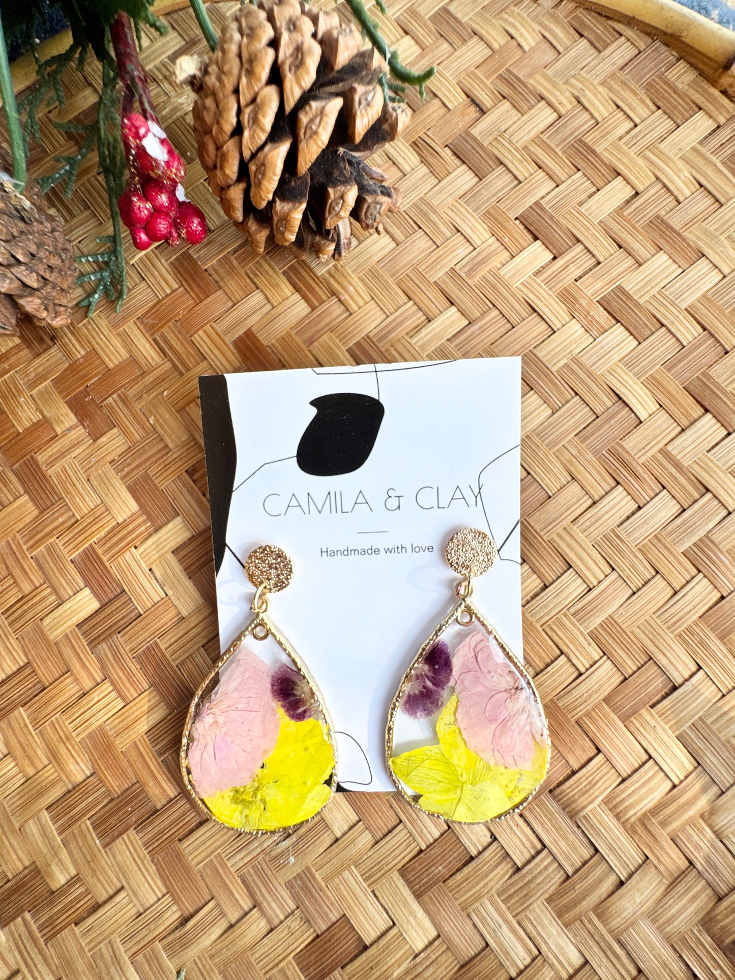 Dried Flowers in Resin Earrings