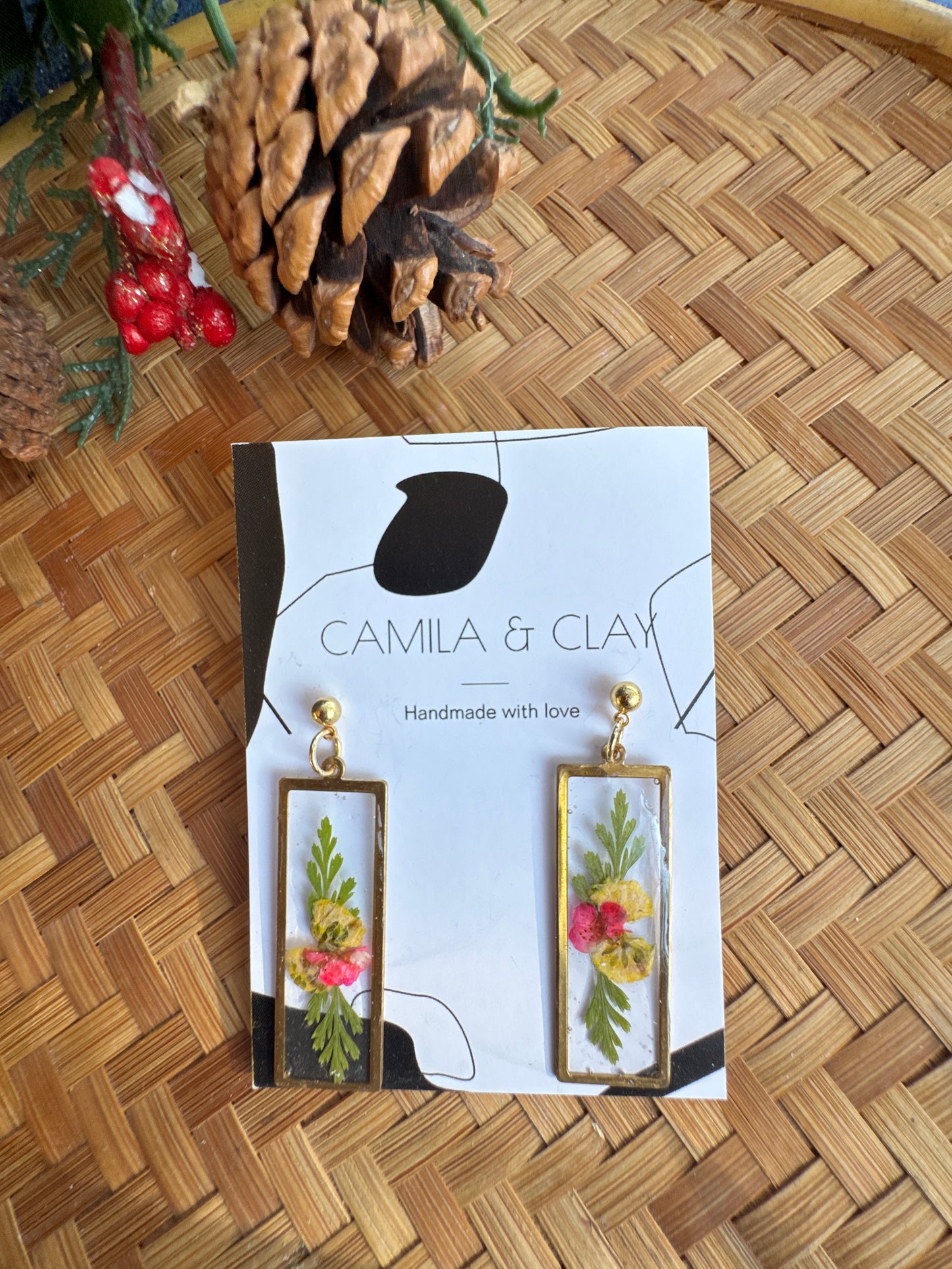 Dried Flowers in Resin Earrings