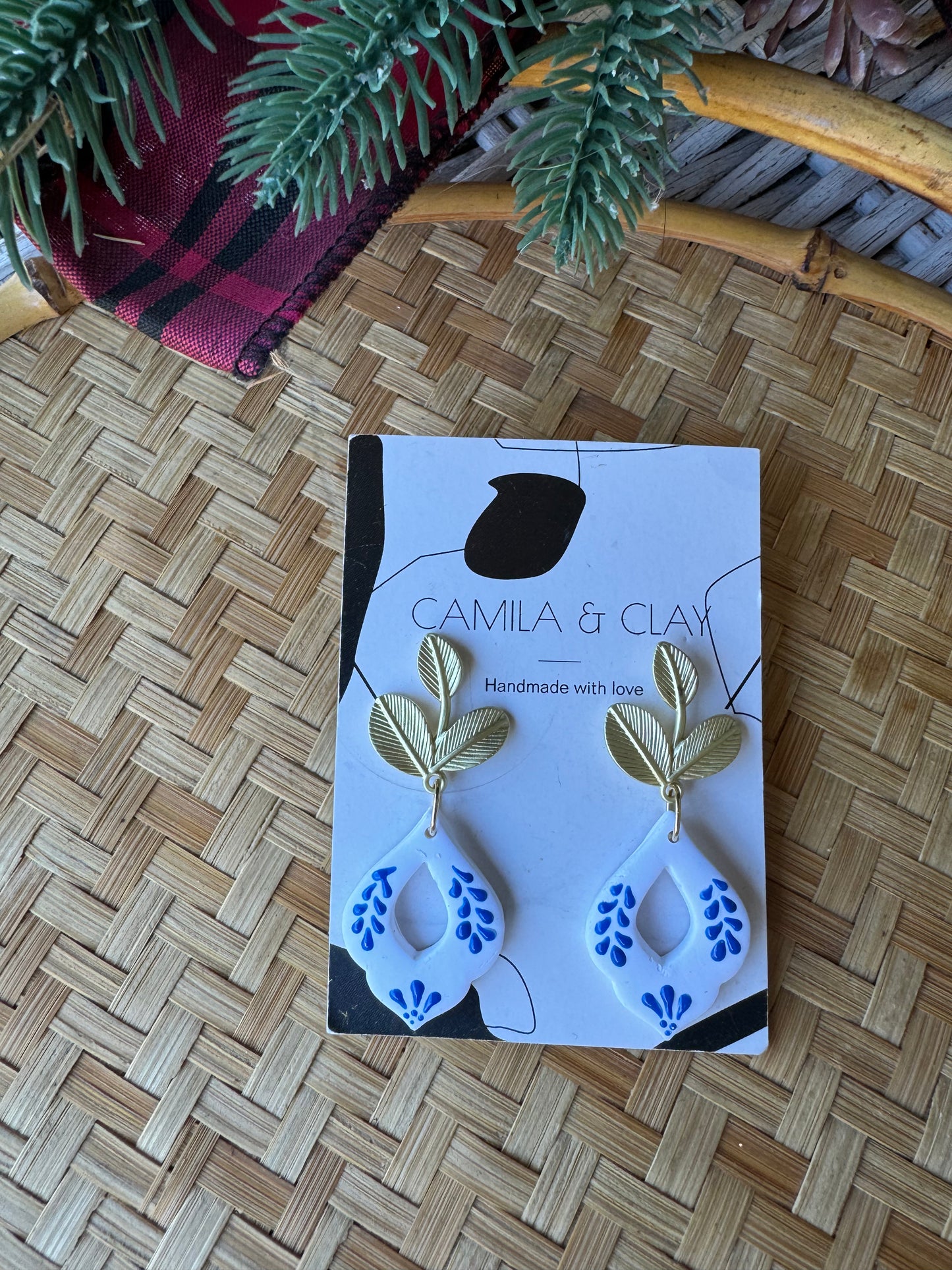 Blue Talavera Inspired Clay Earrings