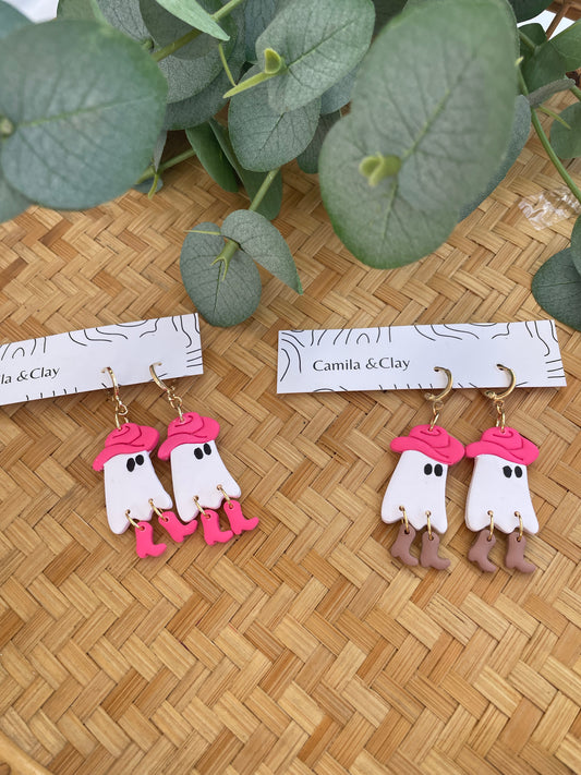 Cowboy Ghost Clay Earrings