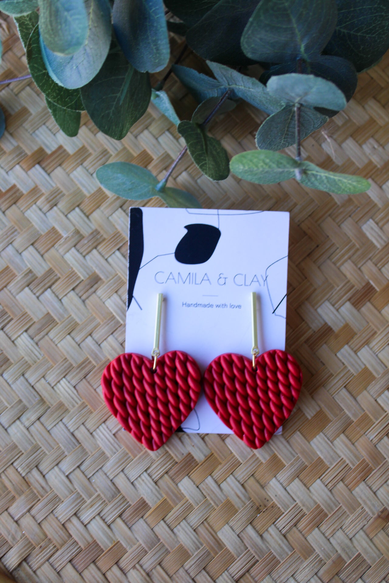 Knit Valentine Heart Earrings