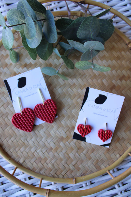 Knit Valentine Heart Earrings